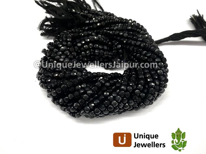 Black Spinel Faceted Coin Beads
