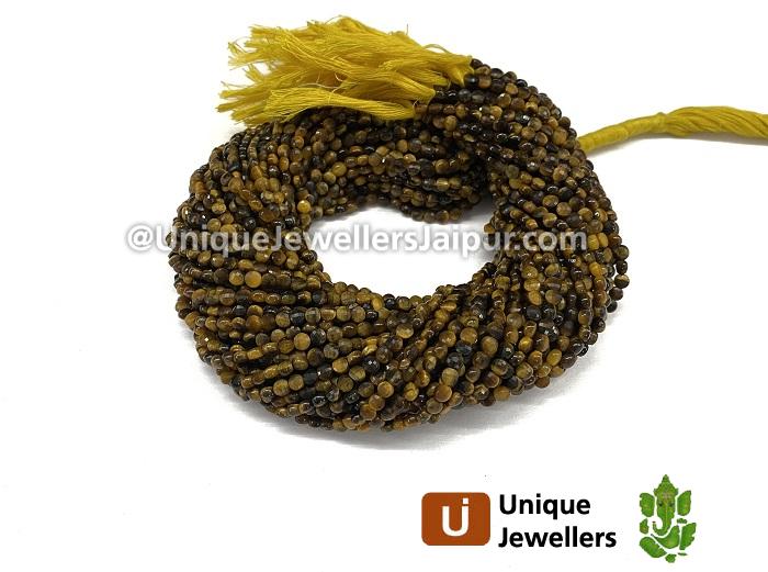 Tiger Eye Faceted Coin Beads