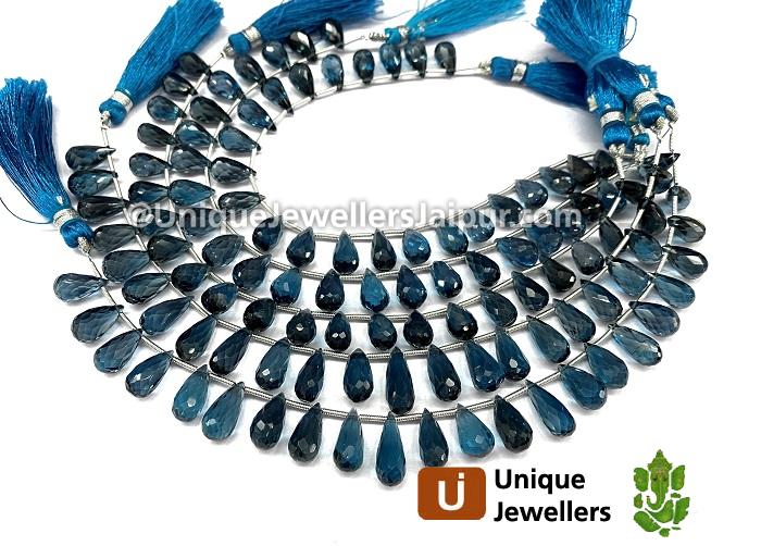 London Blue Topaz Far Faceted Long Drop Beads