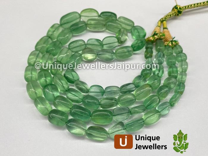 Basil Green Fluorite Far Smooth Nugget Beads