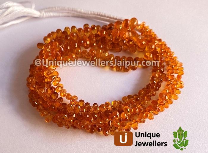 Mandarin Garnet Far Faceted Drop Beads