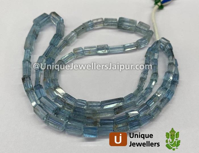 Moss Aquamarine Step Cut Cylinder Beads