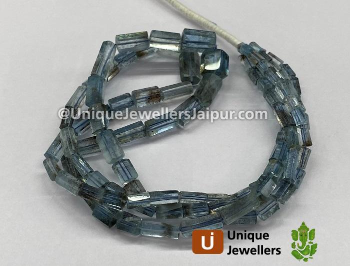 Moss Aquamarine Step Cut Cylinder Beads