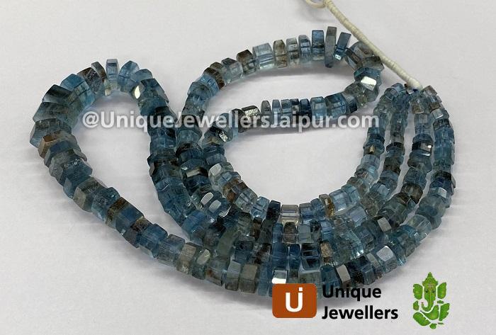 Moss Aquamarine Far Step Cut Roundelle Beads