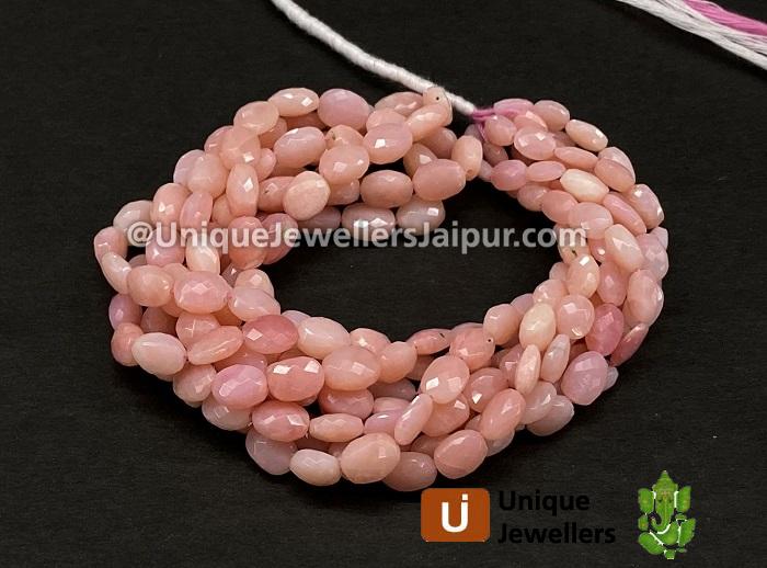 Pink Opal Faceted Oval Beads