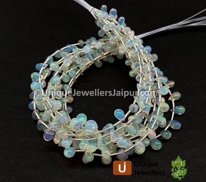 White Ethiopian Opal Smooth Drop Beads