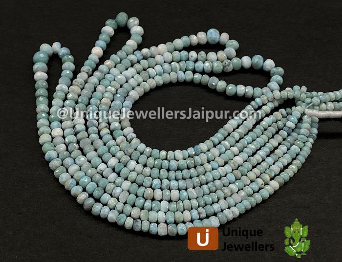 Larimar Faceted Roundelle Beads