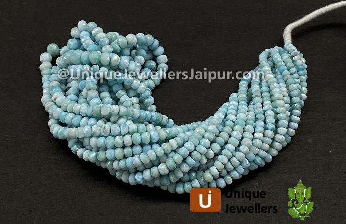 Larimar Faceted Roundelle Beads