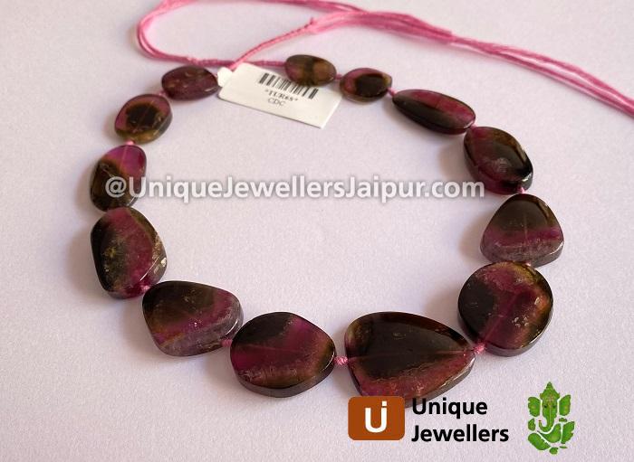 Watermelon Tourmaline Smooth Slices Beads