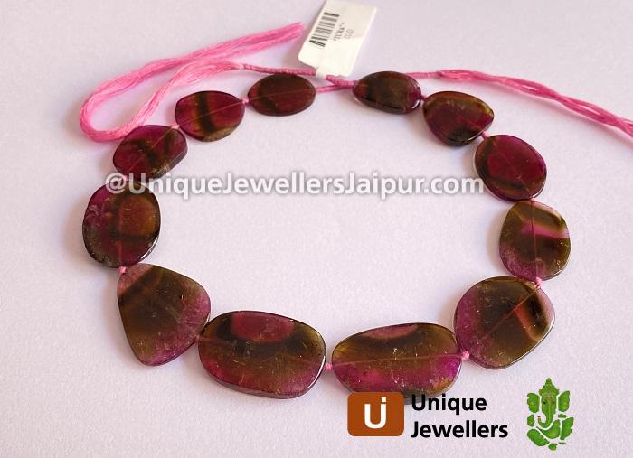 Watermelon Tourmaline Smooth Slices Beads