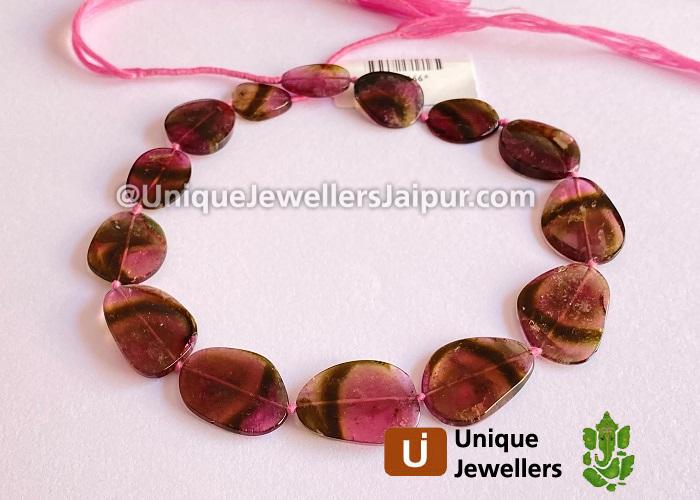 Watermelon Tourmaline Smooth Slices Beads