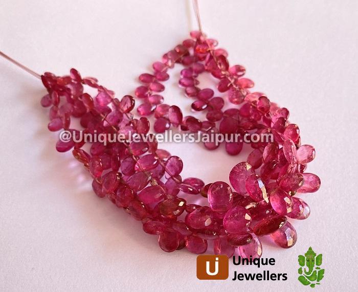 Pink Tourmaline Faceted Pear Beads