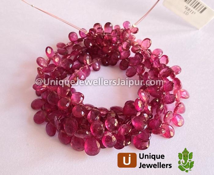 Rubellite Tourmaline Faceted Pear Beads