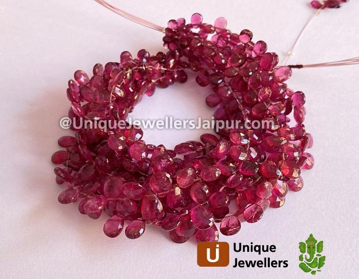 Rubellite Tourmaline Faceted Pear Beads