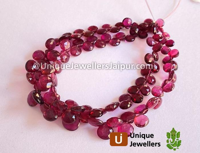 Rubellite Tourmaline Faceted Heart Beads