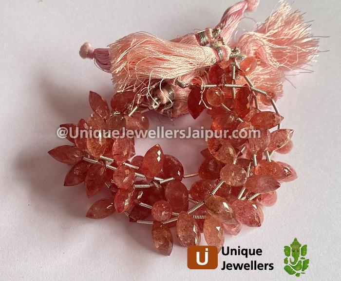 Pink Strawberry Quartz Dew Drops Beads