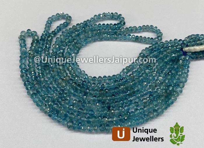 Natural Blue Zircon Far Faceted Roundelle Beads