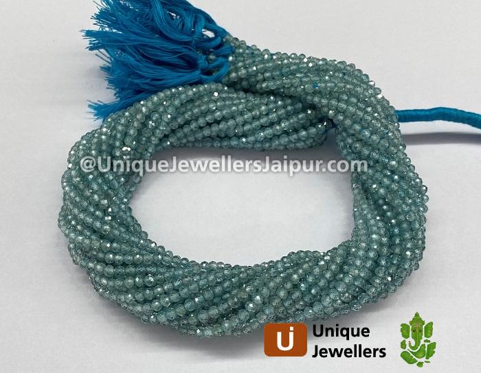 Natural Blue Zircon Micro Cut Round Beads