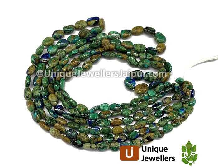 Azurite Malachite Smooth Oval Beads