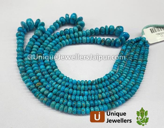 Arizona Deep Blue Turquoise Smooth Roundelle Beads