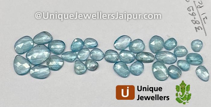 Natural Blue Zircon Rose Cut Slices