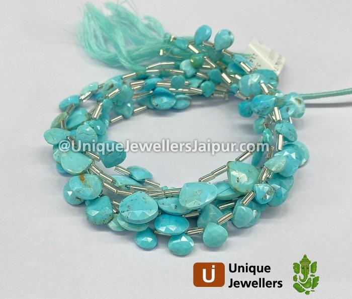 Turquoise Arizona Faceted Heart Beads