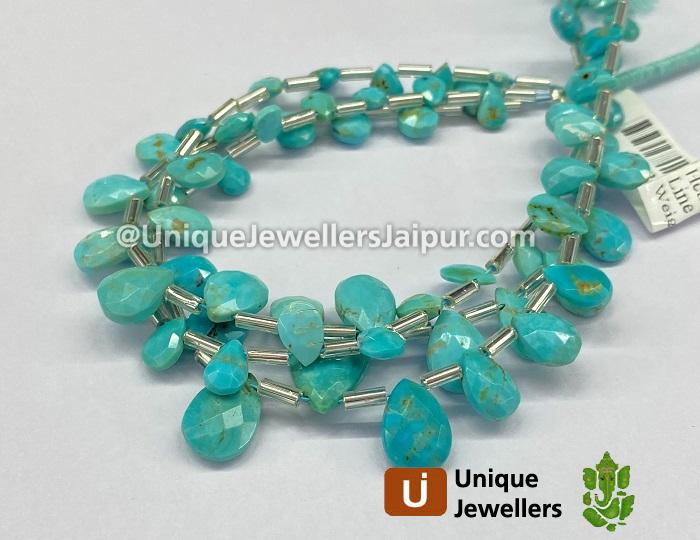 Turquoise Arizona Faceted Pear Beads