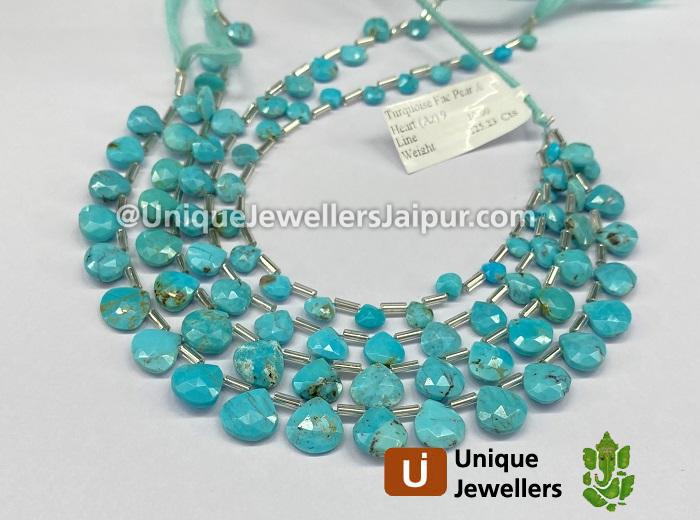 Turquoise Arizona Faceted Heart Beads