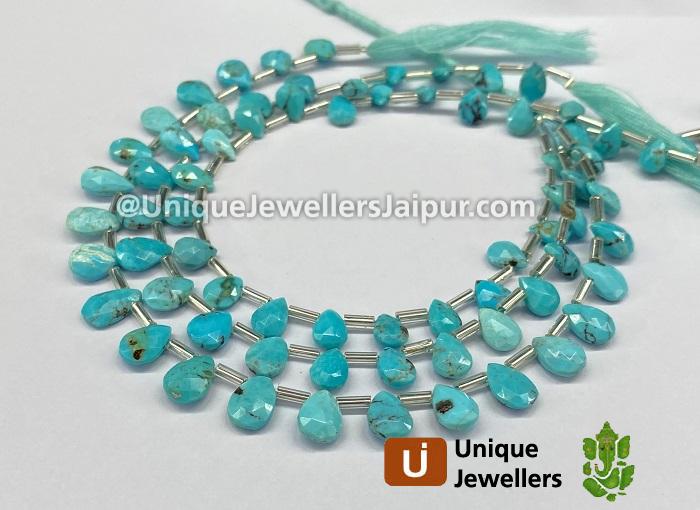 Turquoise Arizona Faceted Pear Beads