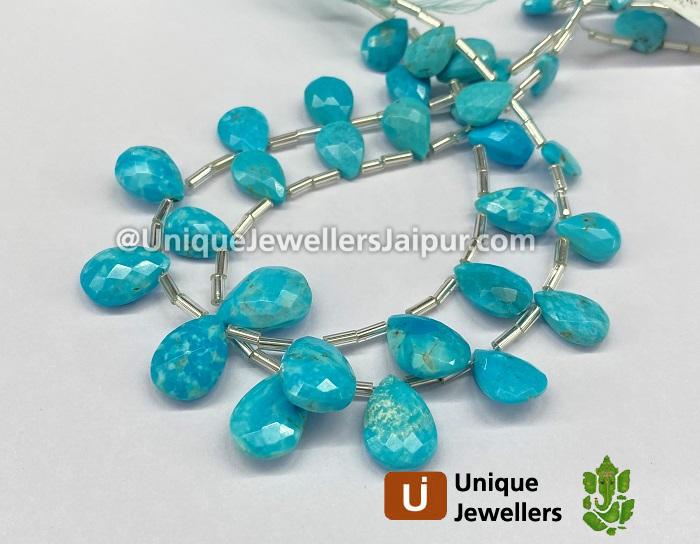 Turquoise Arizona Far Faceted Pear Beads