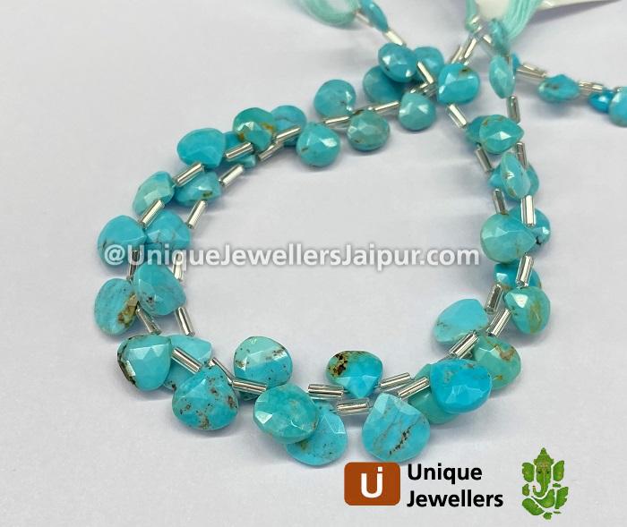 Turquoise Arizona Far Faceted Heart Beads