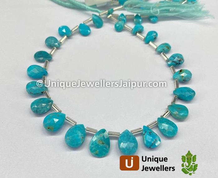Turquoise Arizona Far Faceted Pear Beads