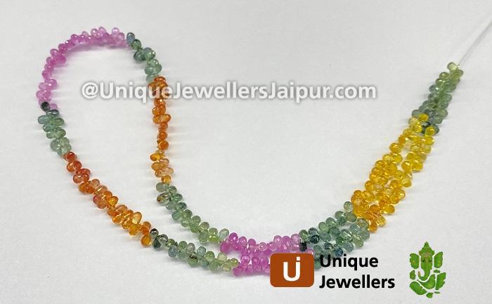 Natural Multi Sapphire Faceted Drop Beads