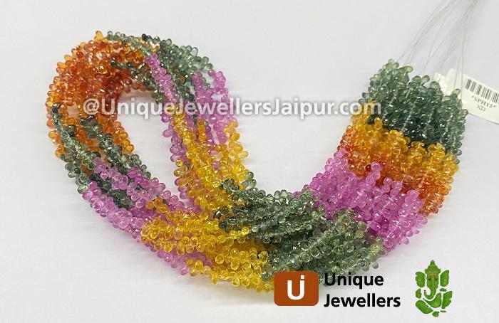 Natural Multi Sapphire Faceted Drop Beads