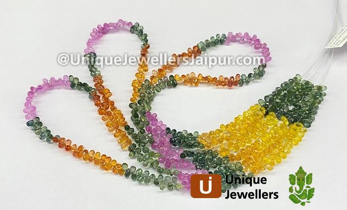 Natural Multi Sapphire Far Faceted Drop Beads