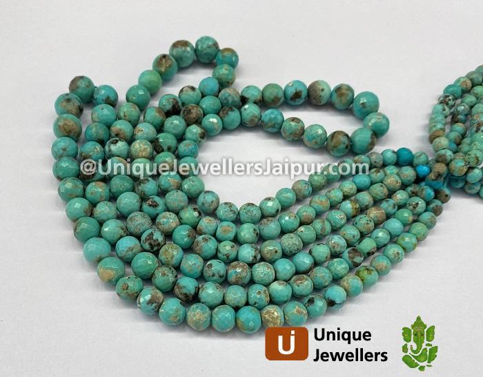 Turquoise Matrix Faceted Round Beads