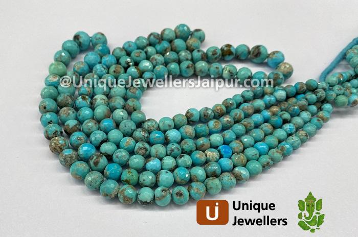 Turquoise Matrix Faceted Round Beads