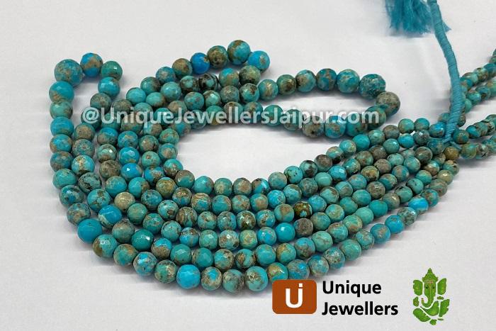 Turquoise Matrix Faceted Round Beads