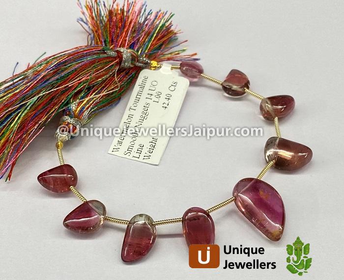 Pink Watermelon Tourmaline Smooth Nugget Beads