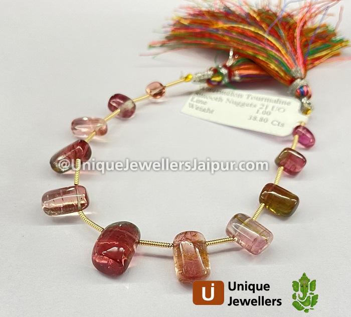 Pink Watermelon Tourmaline Smooth Nugget Beads