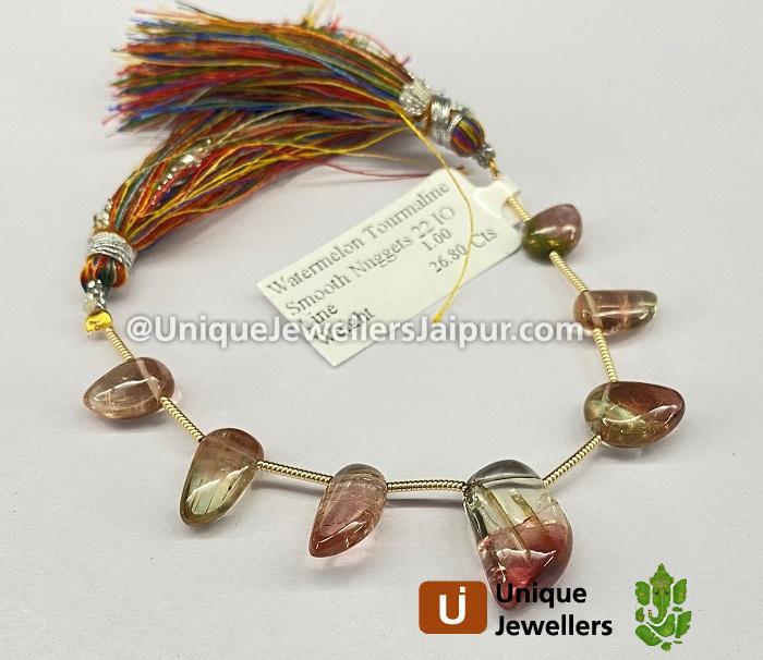 Watermelon Tourmaline Smooth Nugget Beads