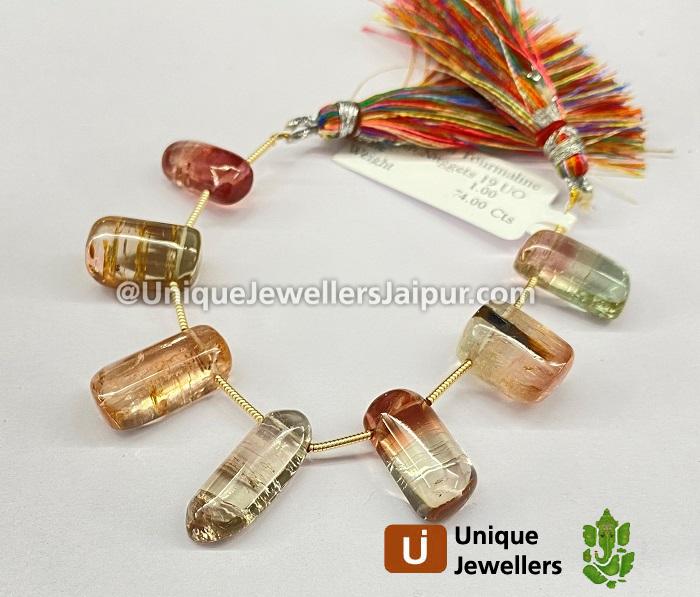 Watermelon Tourmaline Smooth Nugget Beads