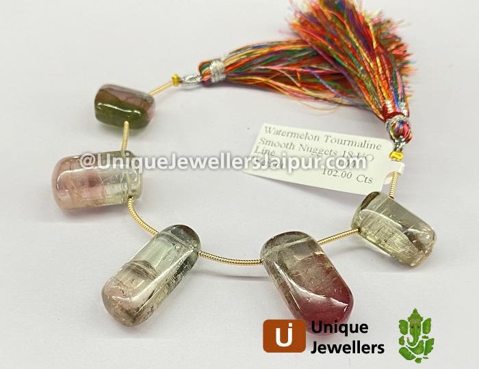 Watermelon Tourmaline Smooth Nugget Beads