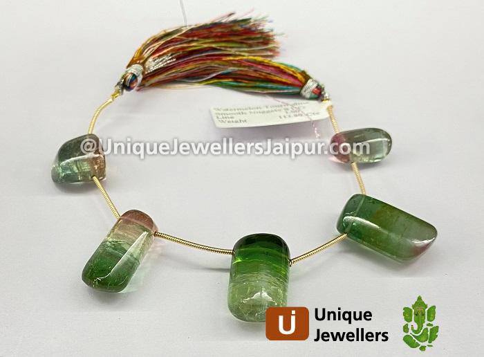 Green Watermelon Tourmaline Smooth Nugget Beads