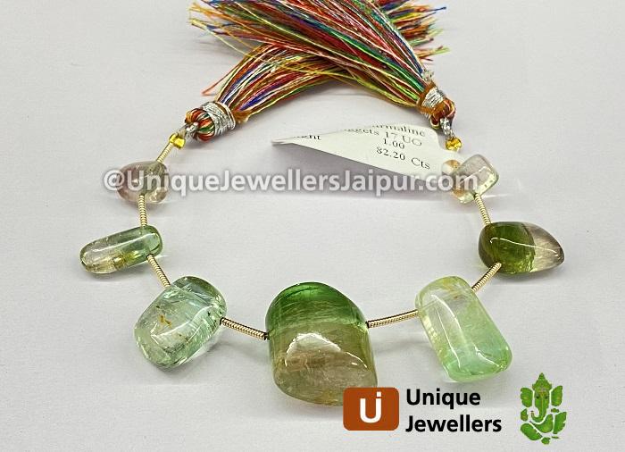 Green Watermelon Tourmaline Smooth Nugget Beads