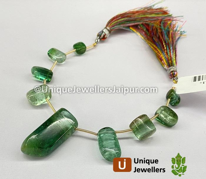 Green Watermelon Tourmaline Smooth Nugget Beads