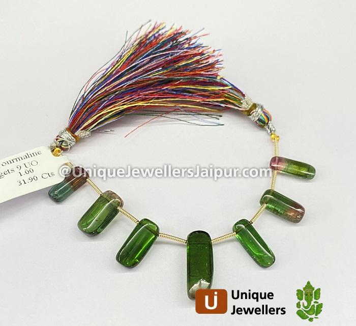 Green Watermelon Tourmaline Smooth Nugget Beads