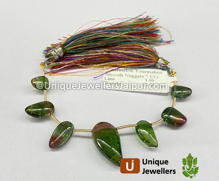 Green Watermelon Tourmaline Smooth Nugget Beads