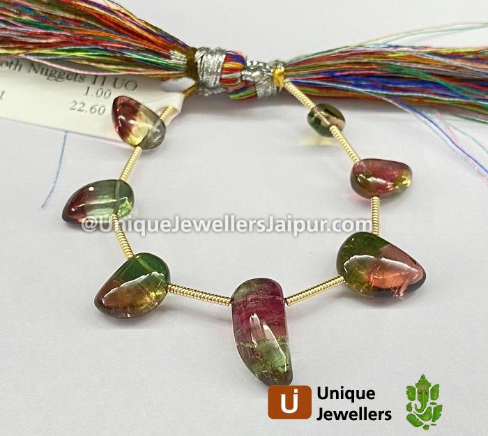 Watermelon Tourmaline Smooth Nugget Beads