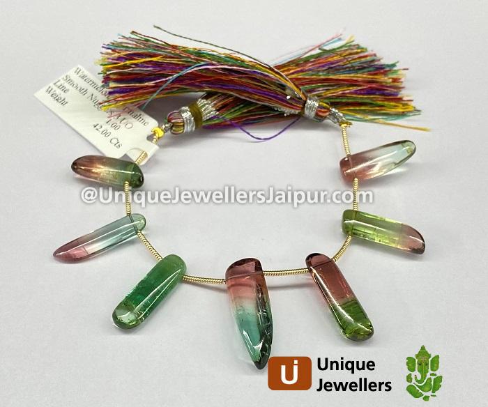 Watermelon Tourmaline Smooth Nugget Beads